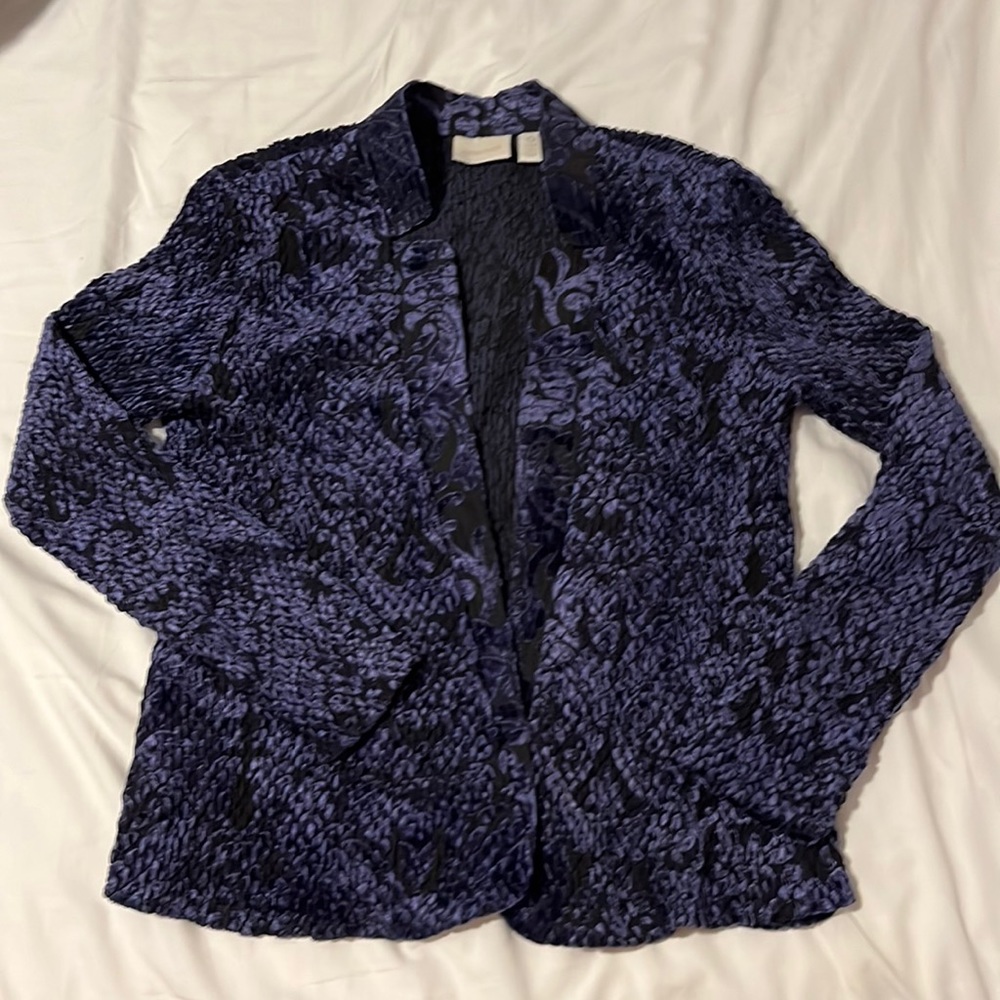 Chico’s Lightweight deep purple (eggplant bluish purple) shawl collar jacket